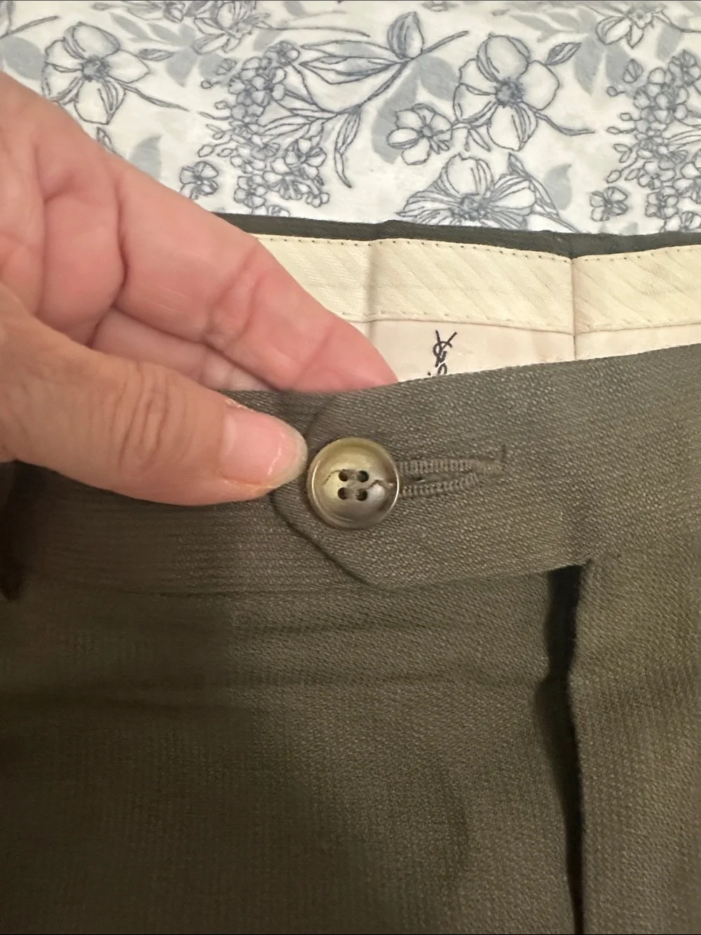 Yves Saint Laurent Men's Olive Dress Trousers